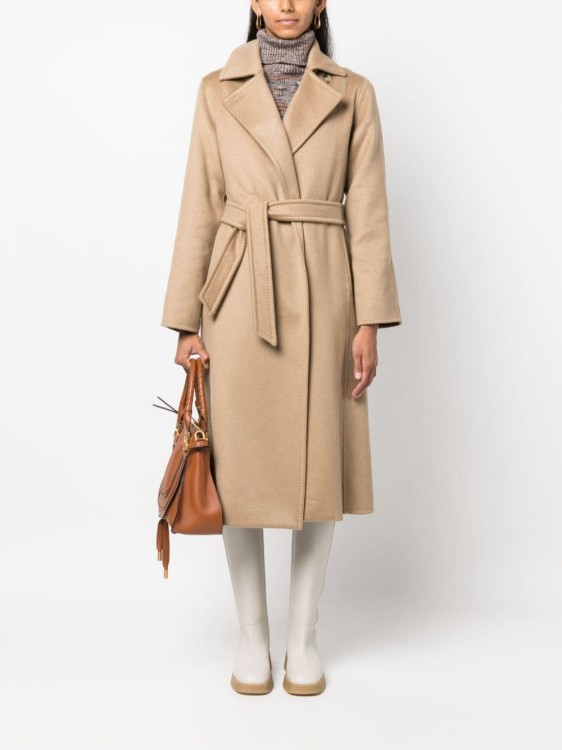 Shop Max Mara Cashmere Belted Coat In Brown