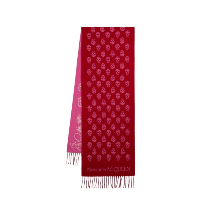 Shop Alexander Mcqueen Ribbon Reverse Scarf - Wool - Red