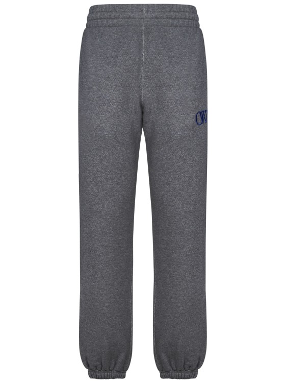 Off-white Melange Gray Cotton Joggers In Grey