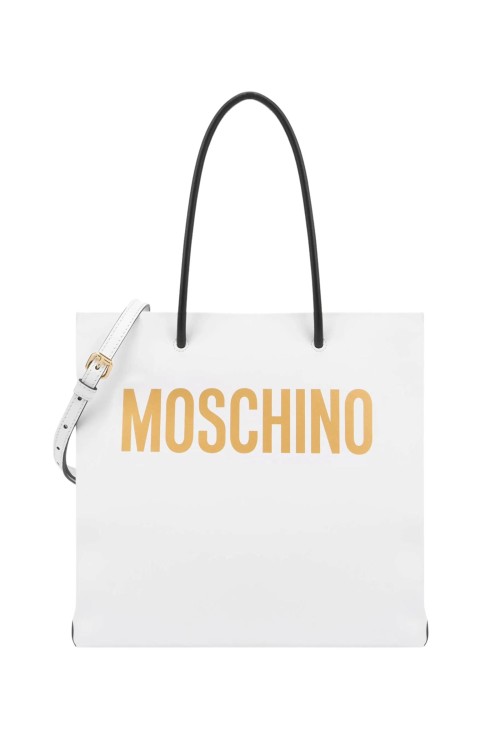 Moschino White Soft Calfskin Shopper Bag