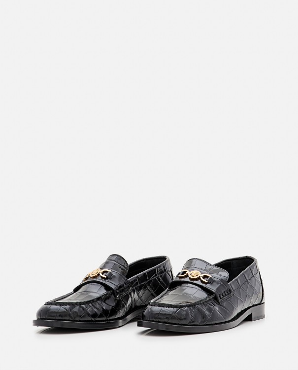 Shop Versace 20mm Calf Leather Loafers In Black