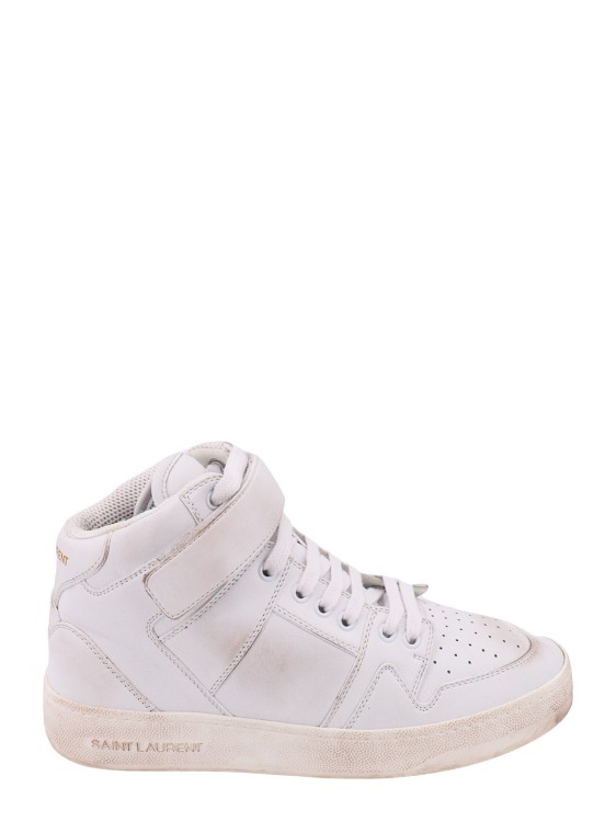 Shop Saint Laurent Leather Sneskers With Washed-out Effect In White