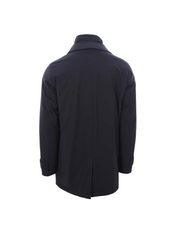 Herno Medium-length Structured Coat With Button-up Front In Blue