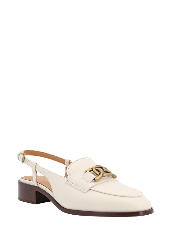 Shop Tod's Leather Loafer With Frontal Chain In Neutrals