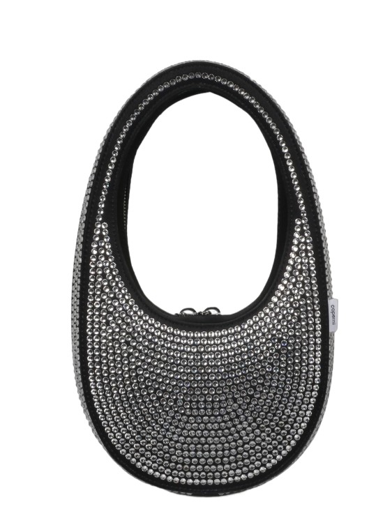 Shop Coperni Crystal-embellished Mini Swipe Bag In Black