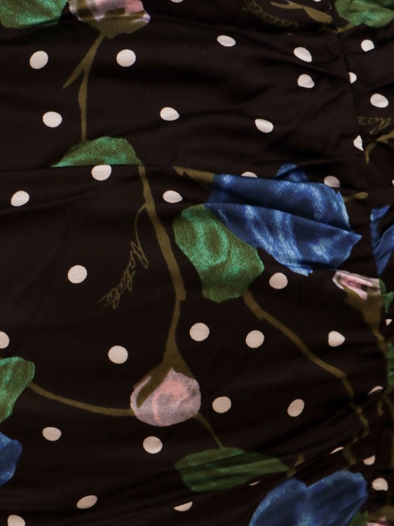 Shop Rotate Birger Christensen Viscose Dress With Floral Print In Black