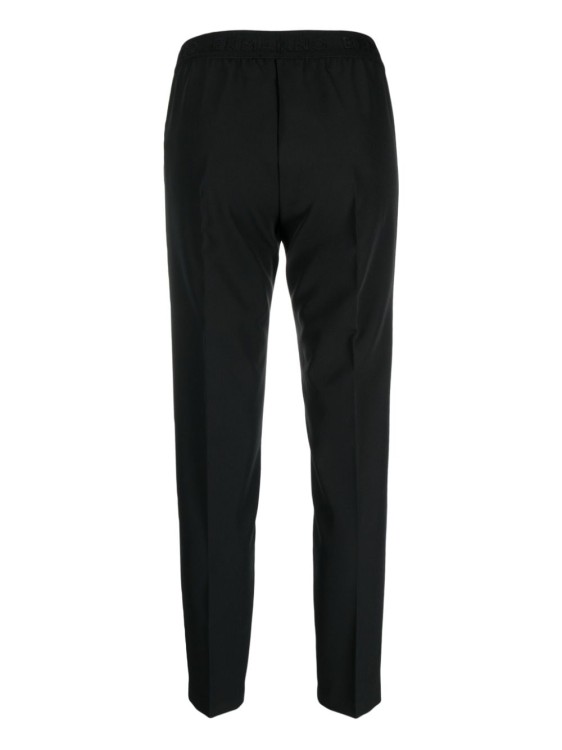 Shop Ermanno Firenze Logo-waistband Slim-cut Trousers In Black
