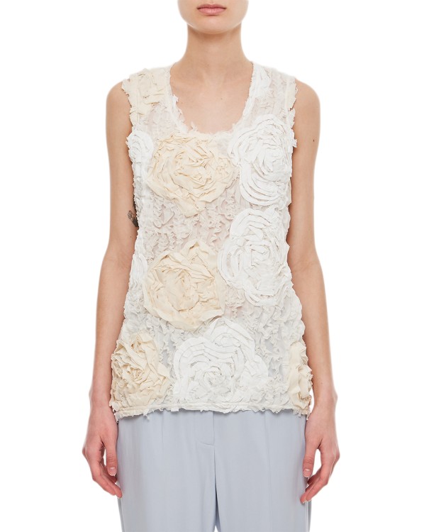 Shop Comme Des Garçons Polyester Embroidered Top In White