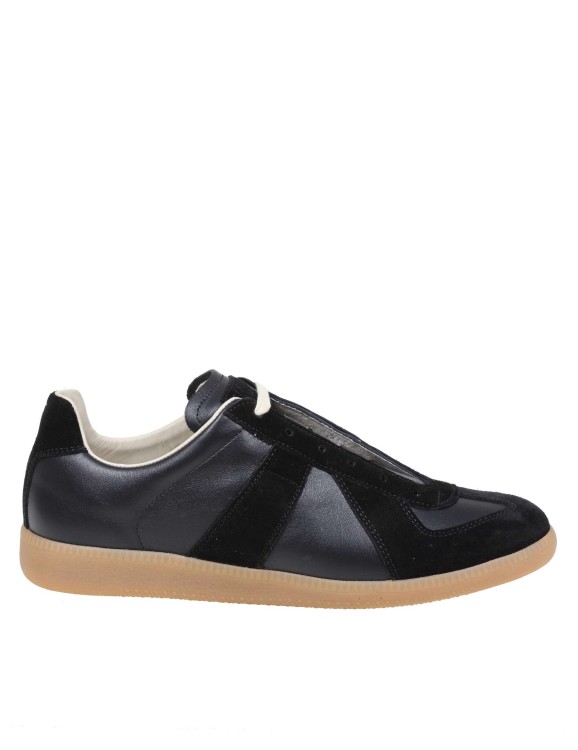 Shop Maison Margiela Sneakers Replica In Leather And Suede In Black