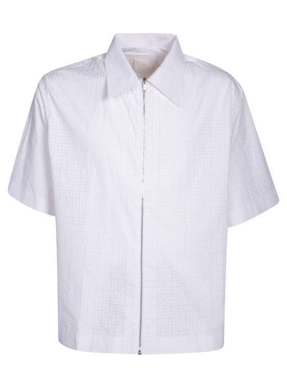 Givenchy Short-sleeved Jacquard Shirt With 4g All-over Pattern In White