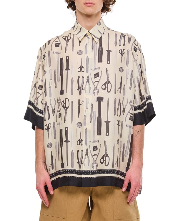 Shop Fendi Tools Silk Shirt In Neutrals