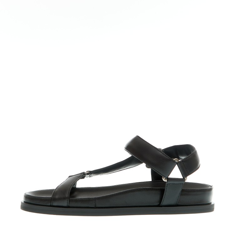 Shop Strategia Black Anatomical Sandal With Buckles