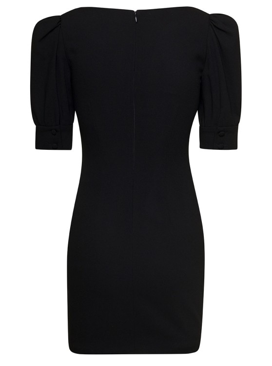Shop Alessandra Rich Black Mini Dress With Lace Detail On The Front In Wool
