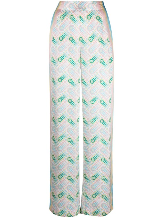 Shop Casablanca All-over Ping Pong Print Trousers In White