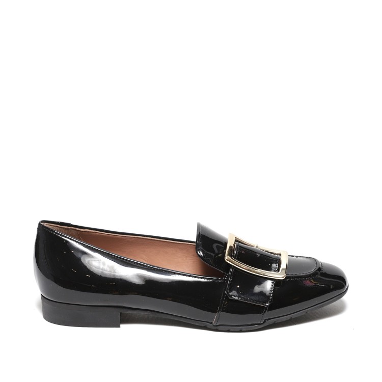La Sellerie Black Patent Moccasin With Buckle
