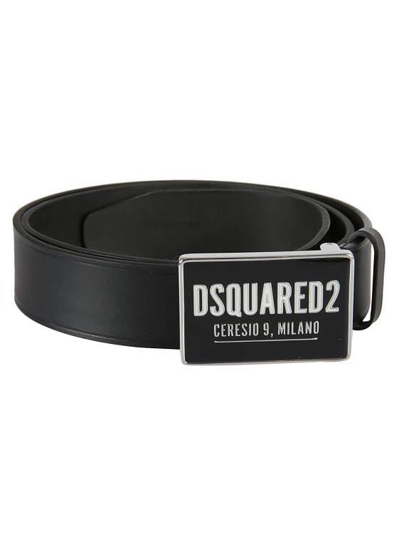 Shop Dsquared2 Black Calf Leather Logo-plaque Leather Belt