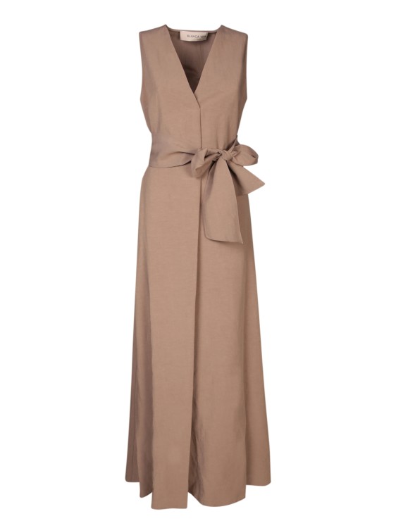 Shop Blanca Vita Sleeveless Long Dress In Brown