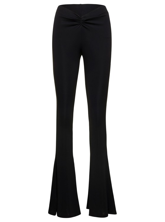 Andamane Black Maxi Flare Pants With Ruched Detail In Polyester