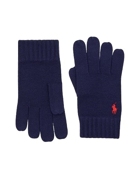 Polo Ralph Lauren Blue Rib-knit Cuffs Gloves In Black