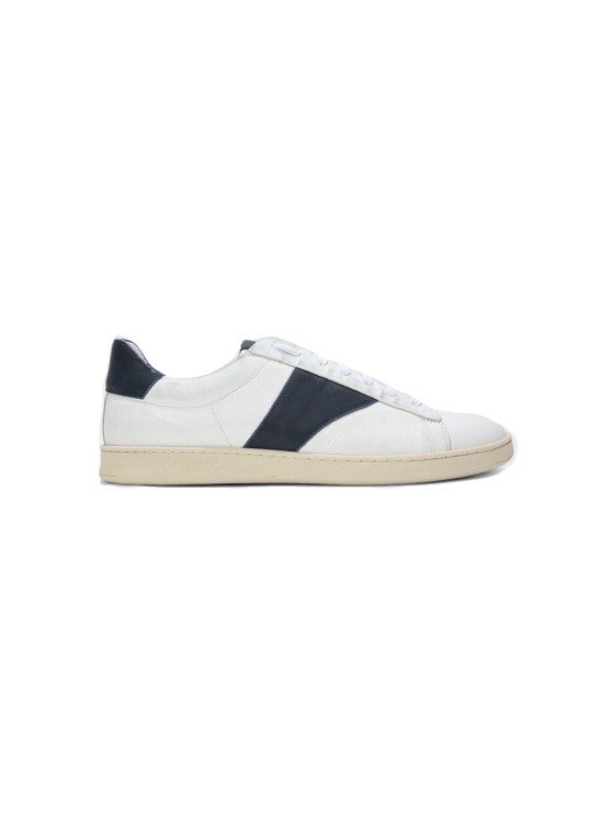 RHUDE COURT LOW TOP SNEAKERS WHITE AND NAVY,RHFW22FO08489807