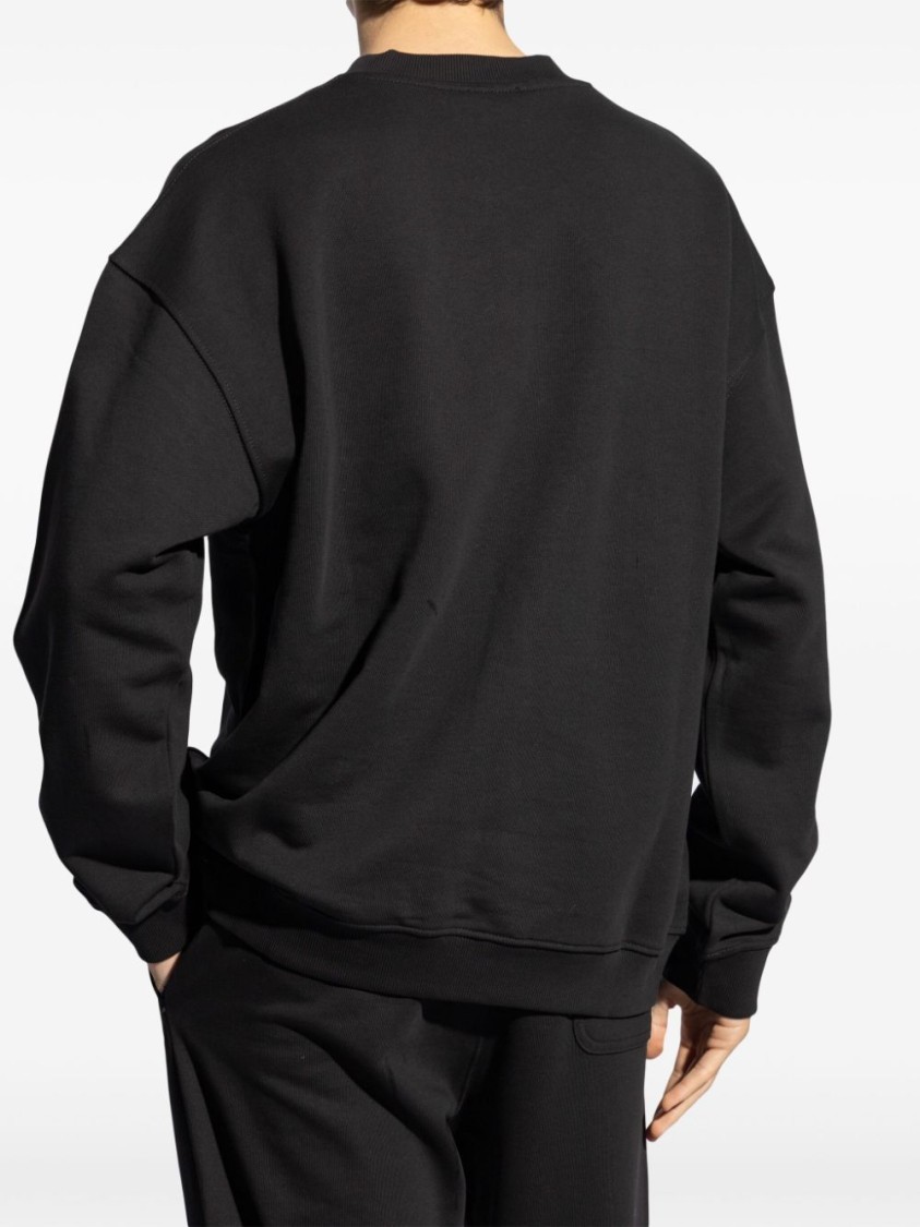 Shop Diesel Casual Cotton Sweatshirt With Ribbed Stretch And Signature Logo In Black