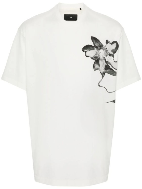 Shop Y-3 White Flower Print T-shirt