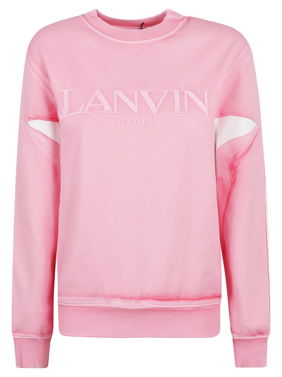 Shop Lanvin Embroidered-logo Crew-neck Sweatshirt In Purple