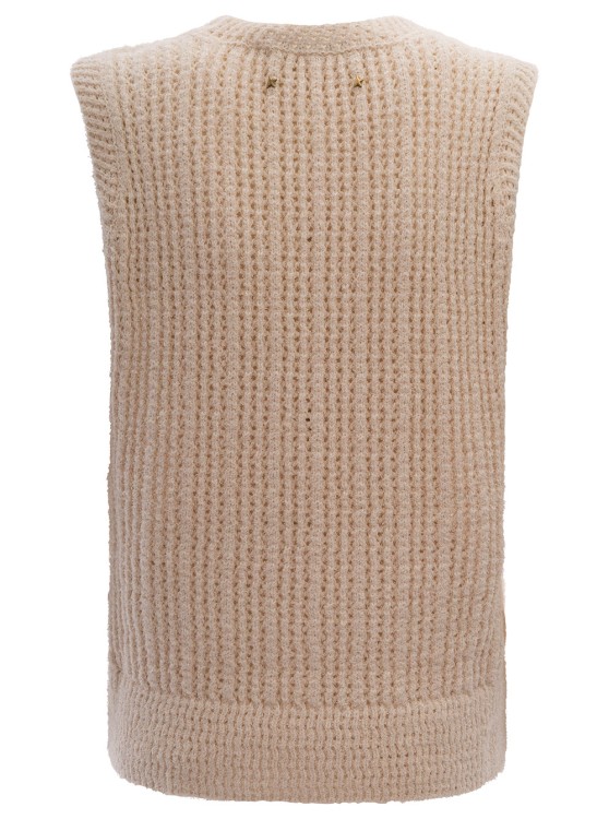 Shop Golden Goose Beige Crochet Sleeveless Top In Cotton Blend In Neutrals