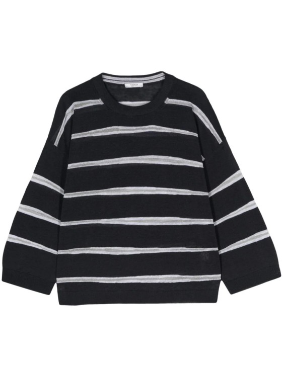 Shop Peserico Multicolor Fine-knit Sweater In Black