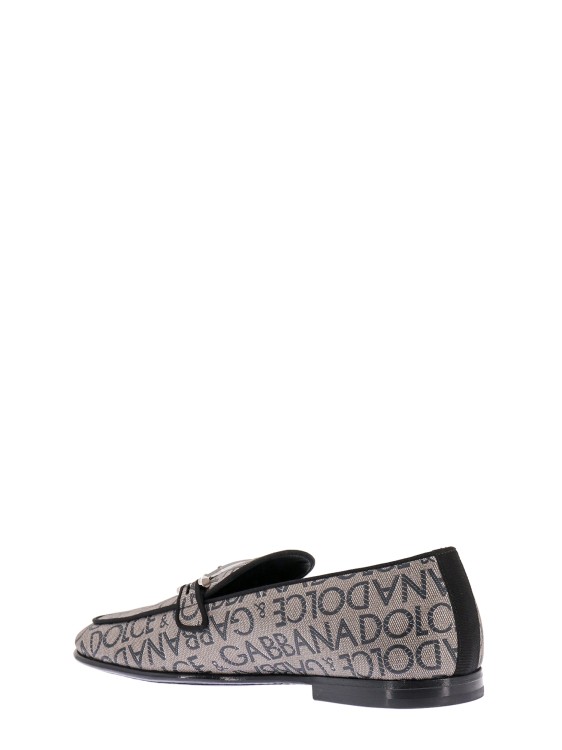 Shop Dolce & Gabbana Loafers With All-over Lettering Logo Print In Grey