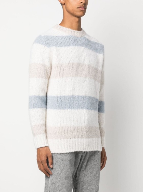 Shop Eleventy Multicolored Rugby Stripe Sweater In White