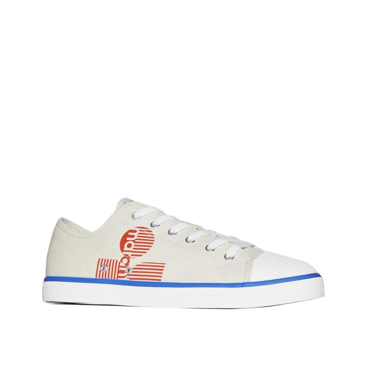 Shop Isabel Marant Logo Canvas Sneakers In White