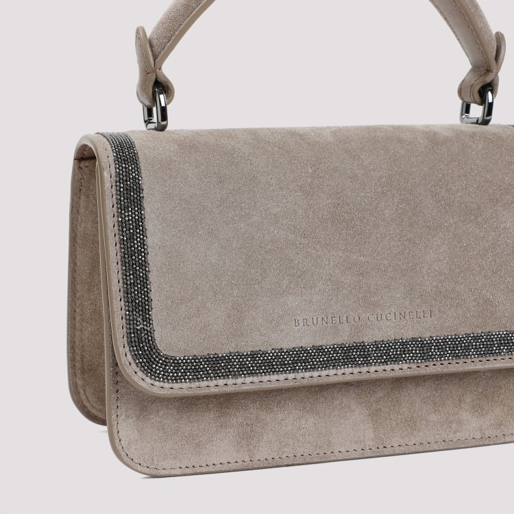 Shop Brunello Cucinelli Ice Suede Leather Handbag In Grey