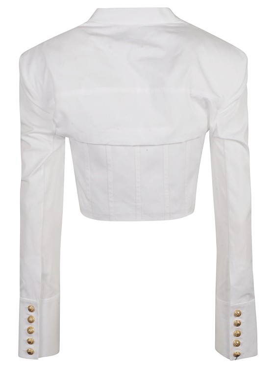 Shop Balmain Cropped Shirt In White