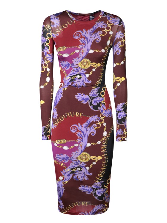 Versace Jeans Couture Baroque-print Midi Dress In Multicolor