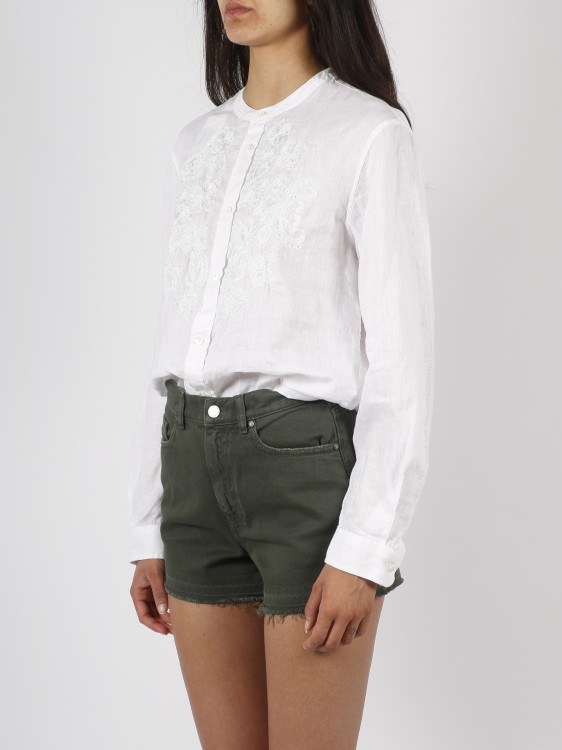 Shop P.a.r.o.s.h Embroidered Linen Shirt In White