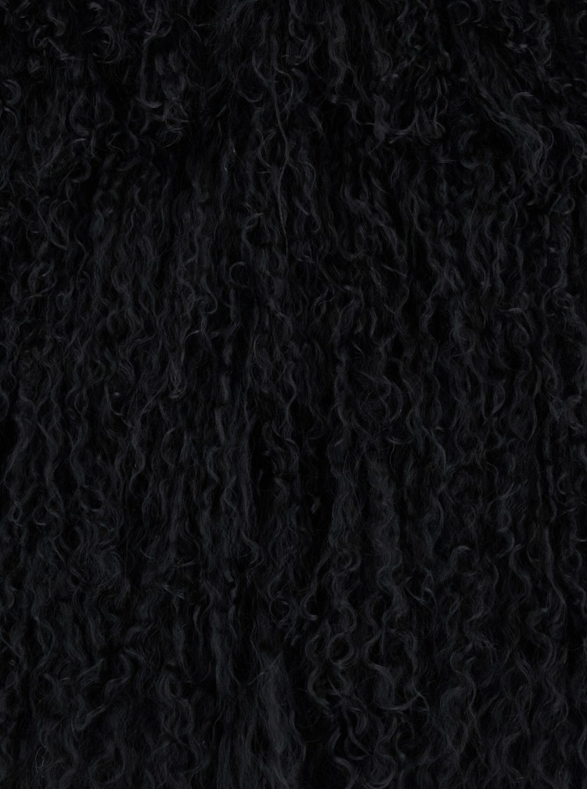 Plain Tibet Fur Short Jacket In Black