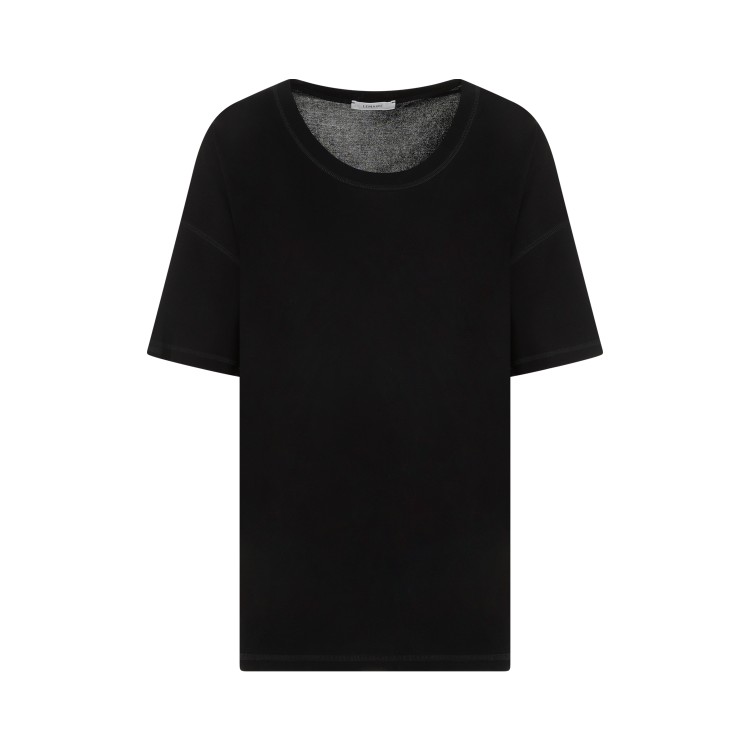 Shop Lemaire Rib Black Cotton T-shirt