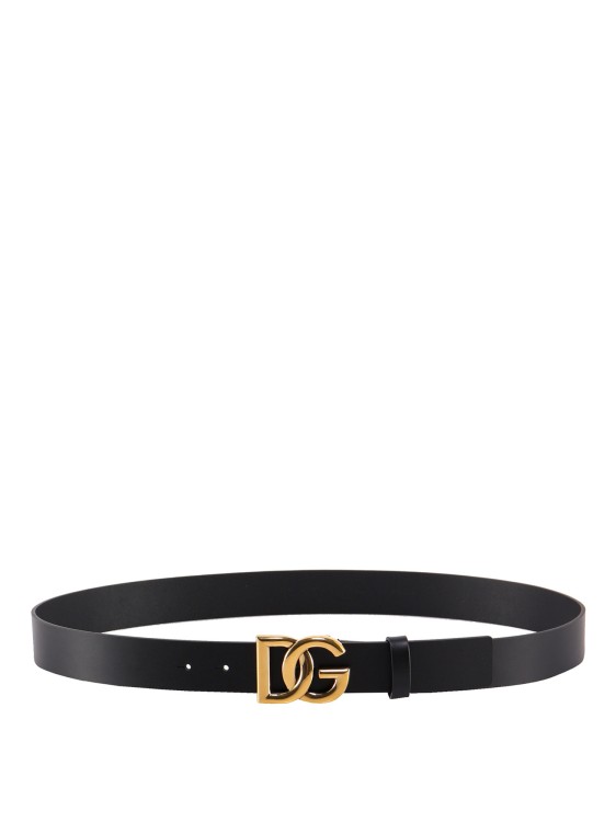 Dolce & Gabbana Leather Logoed Belt In Black