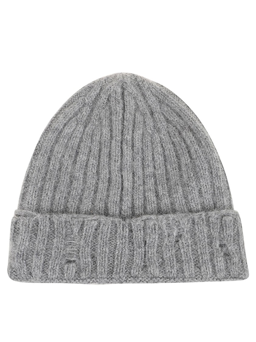 Stella Mccartney Distressed Alpaca Beanie In Black