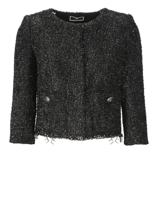 Elisabetta Franchi Tweed Lurex Blazer In Black
