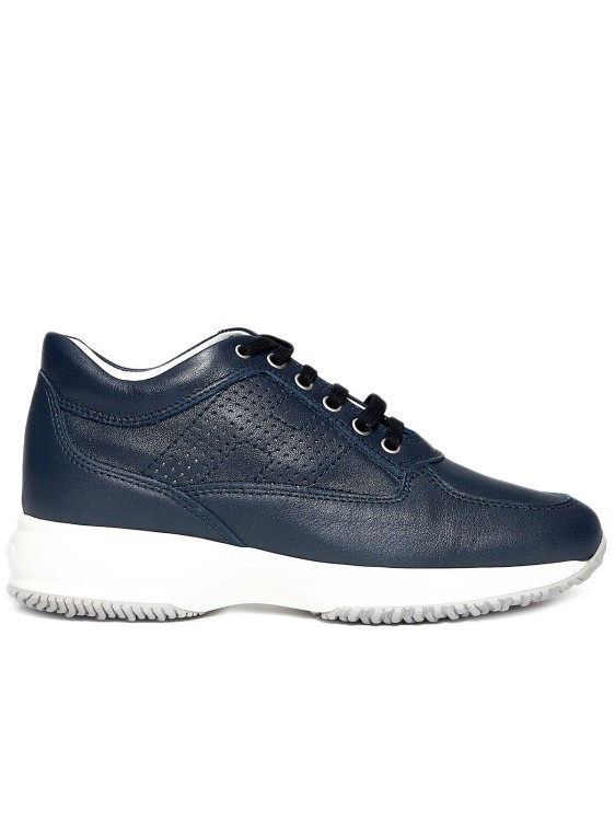 Hogan Perforated Pearly Blue Leather Interactive Sneakers