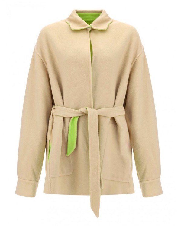 Shop Off-white Belted Wool Jacket In Neutrals