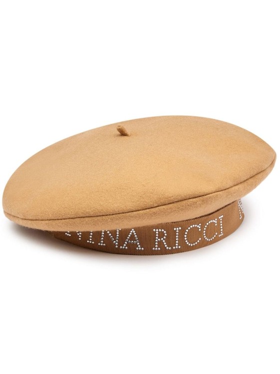 Shop Nina Ricci Brown Crystal Logo Hat