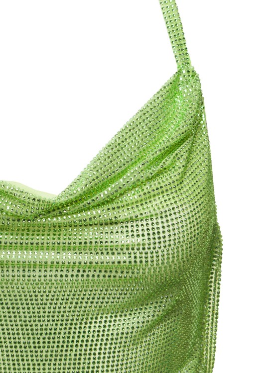 Shop Giuseppe Di Morabito Green Halterneck Top With Crystals Open Back Polyamide