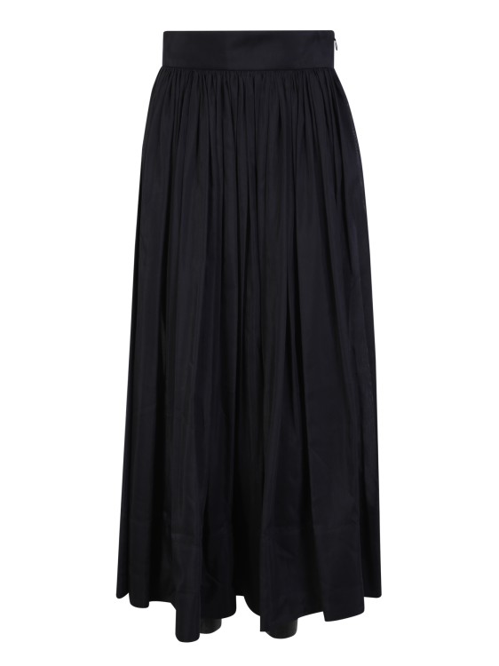 Shop Tory Burch Silk-blend Midi Skirt In Black