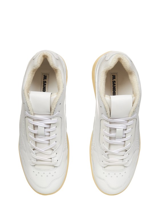 Shop Jil Sander White Calfskin Sneakers