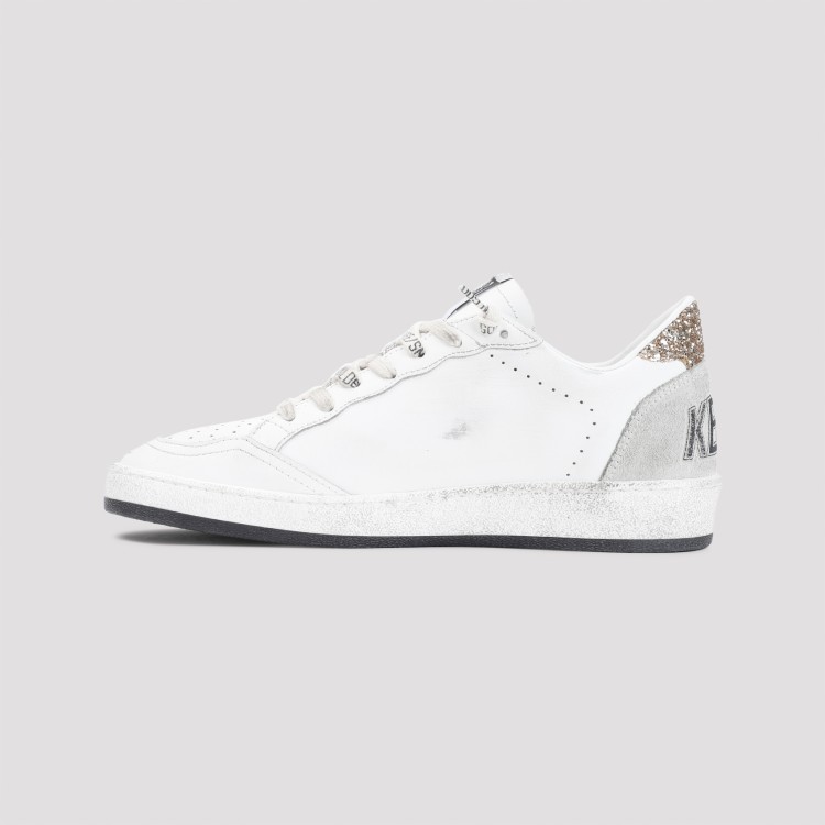 Golden Goose Ballstar Leather Upper And Toe Glitter Star And Heel Suede Spur Shoes In White