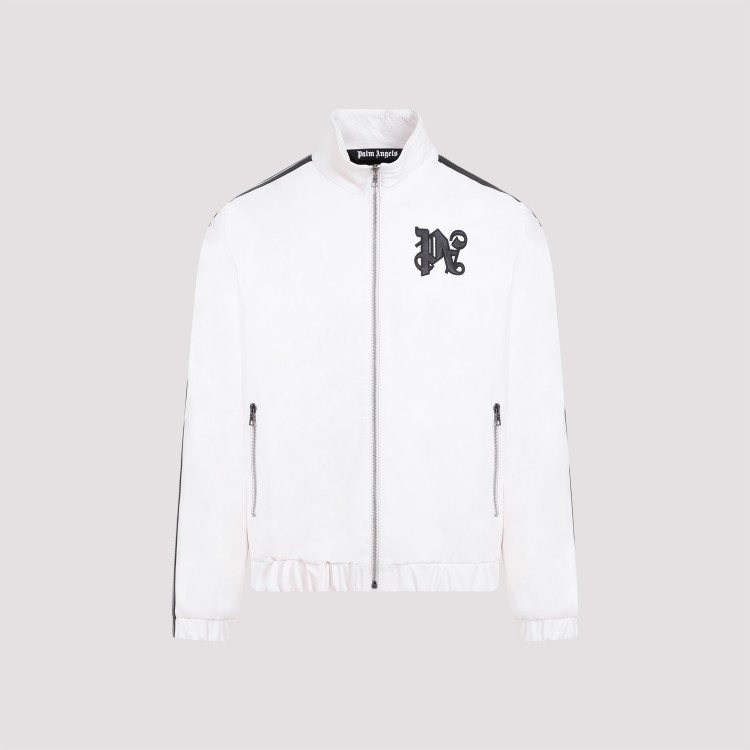 Palm Angels Monogram Off White Leather Jacket In White
