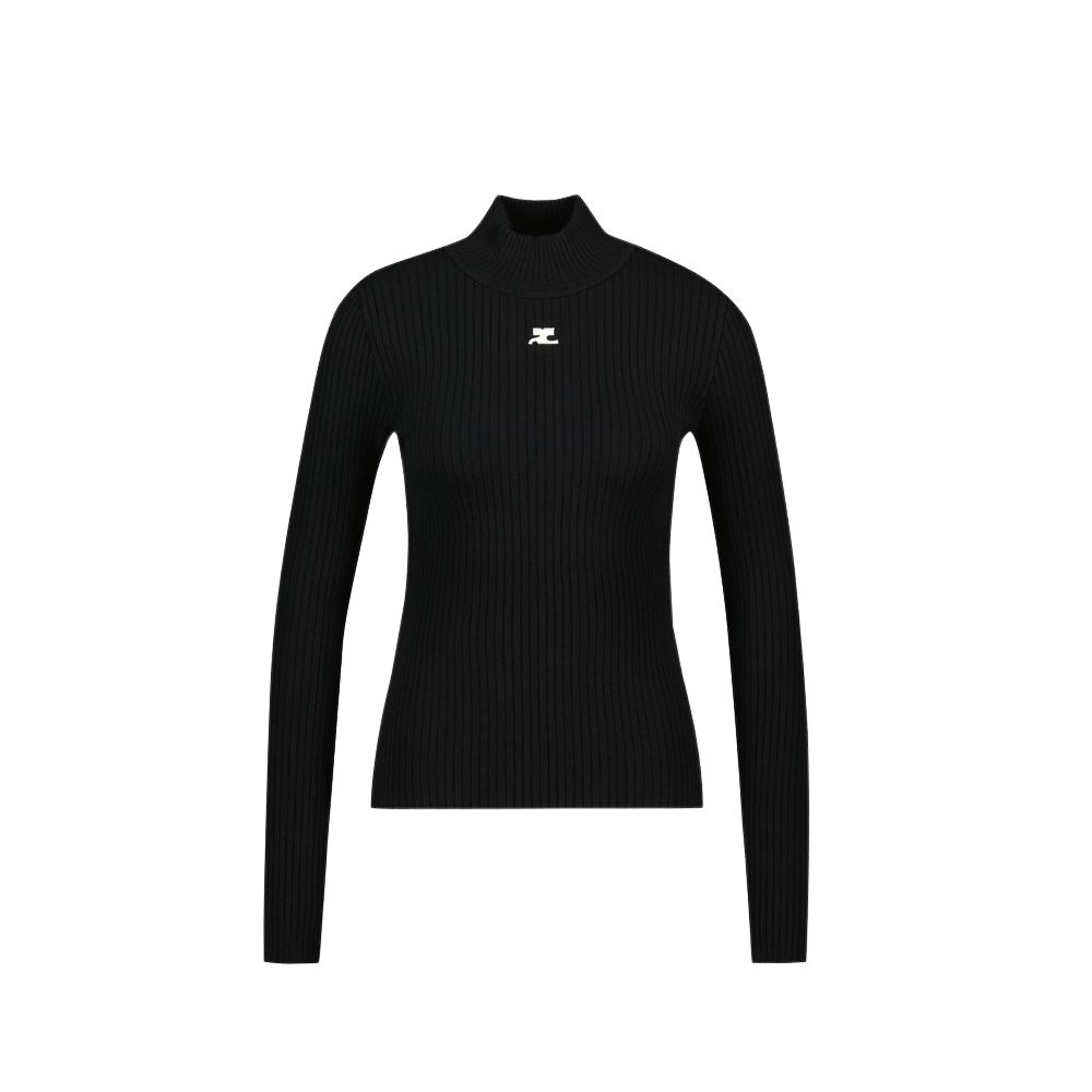 Courrèges Reedition Ribbed Sweater In Black